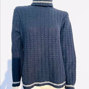 Turtleneck, Sweater, Navy Blue And Gray